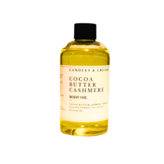 Cocoa Butter Cashmere Body Oil 8oz- Hydrating Warm Vanilla Body Oil by Candles and Creams